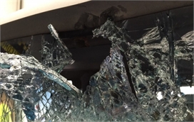 Completely Smashed Truck Windscreen
